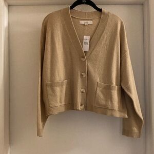 LOFT Women's Beige Button-Up Cardigan
